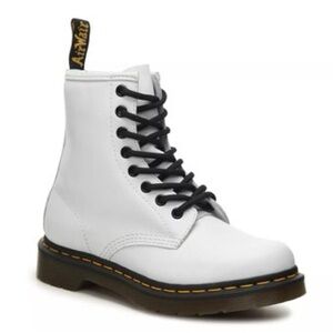 Dr. Martens White Leather Boots with Black Laces